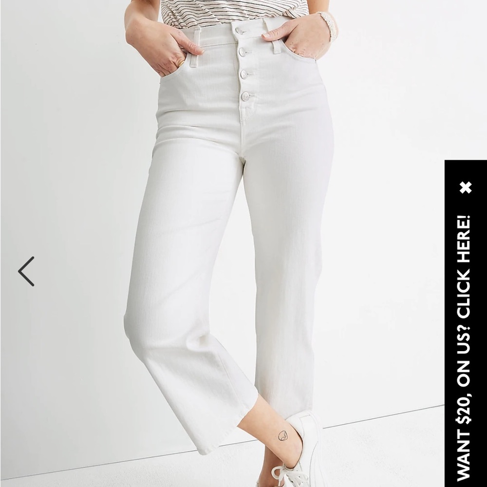 Madewell White Slim Wide-Leg Jeans size 26
